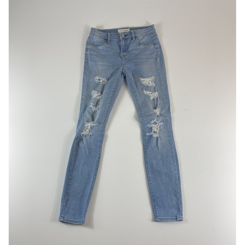 Pacsun Super Stretch High Waisted Ankle Jegging Skinny Jeans Blue 25 Distressed
